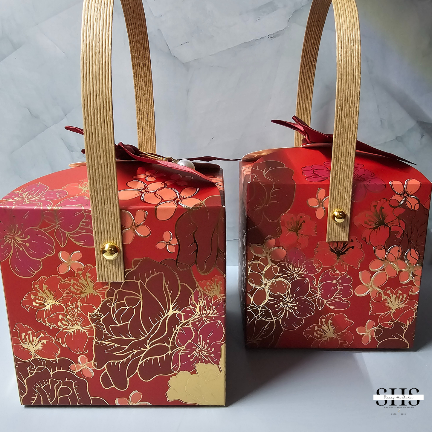 Chinese Longevity Birthday Square Party Favor Boxes