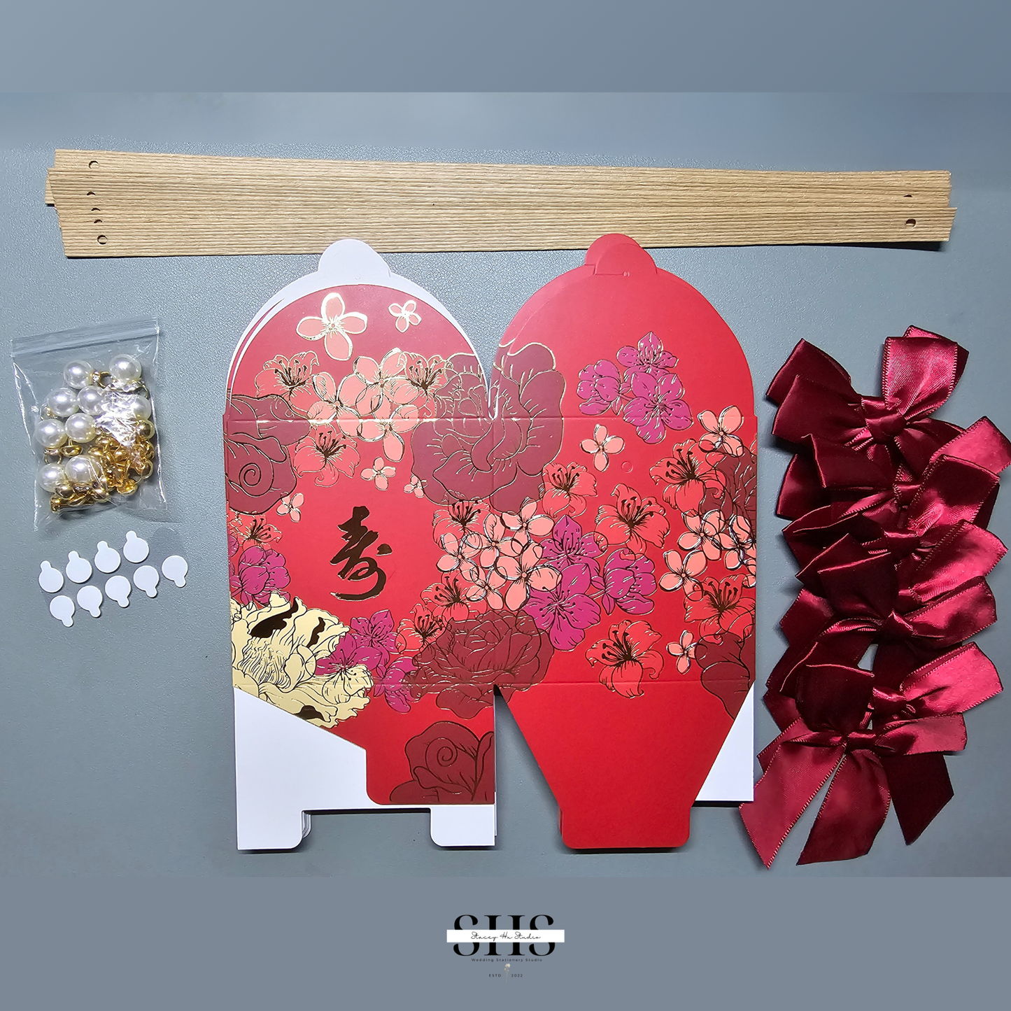 Chinese Longevity Birthday Square Party Favor Boxes