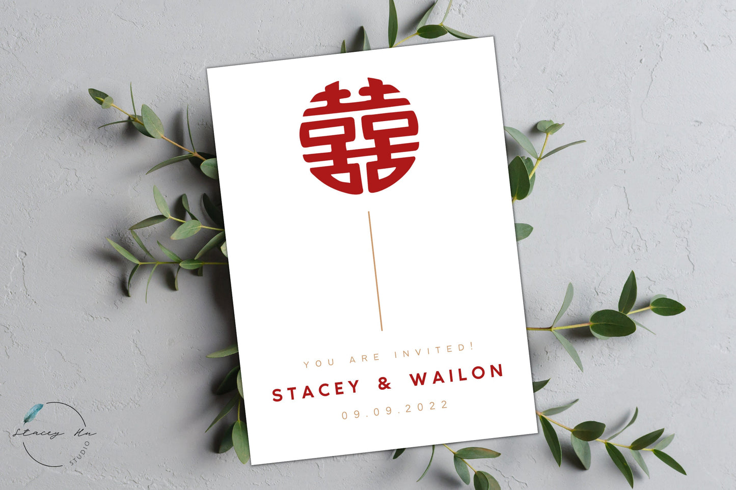 Minimal Asian Wedding Invitation Set | Traditional Chinese & English | 5x7 IN