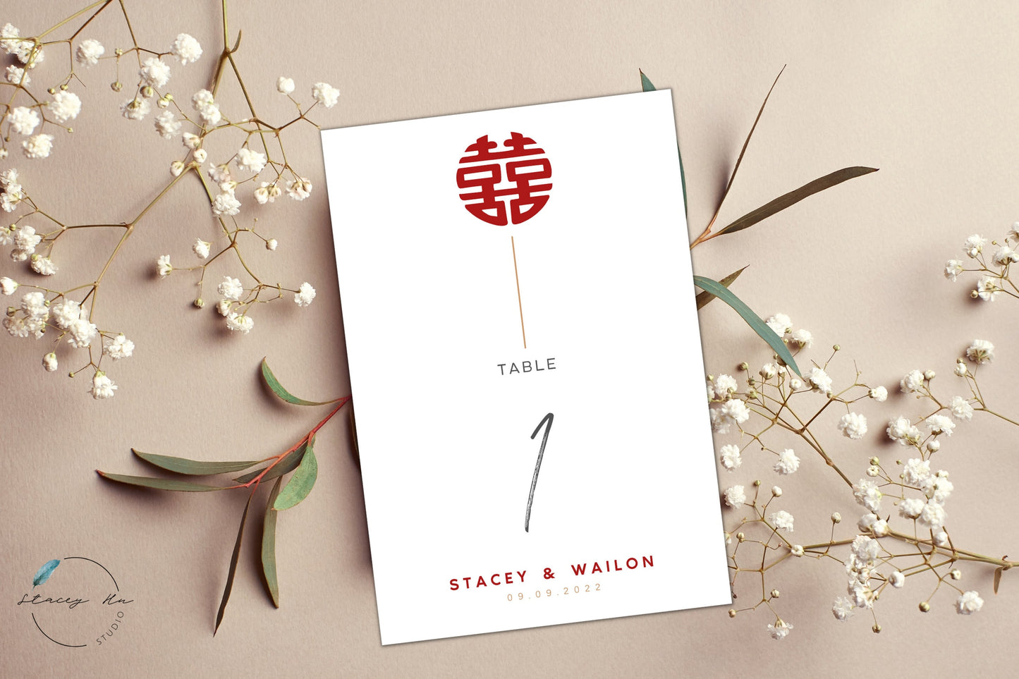 Minimal Asian Wedding Table Number | 5x7 IN