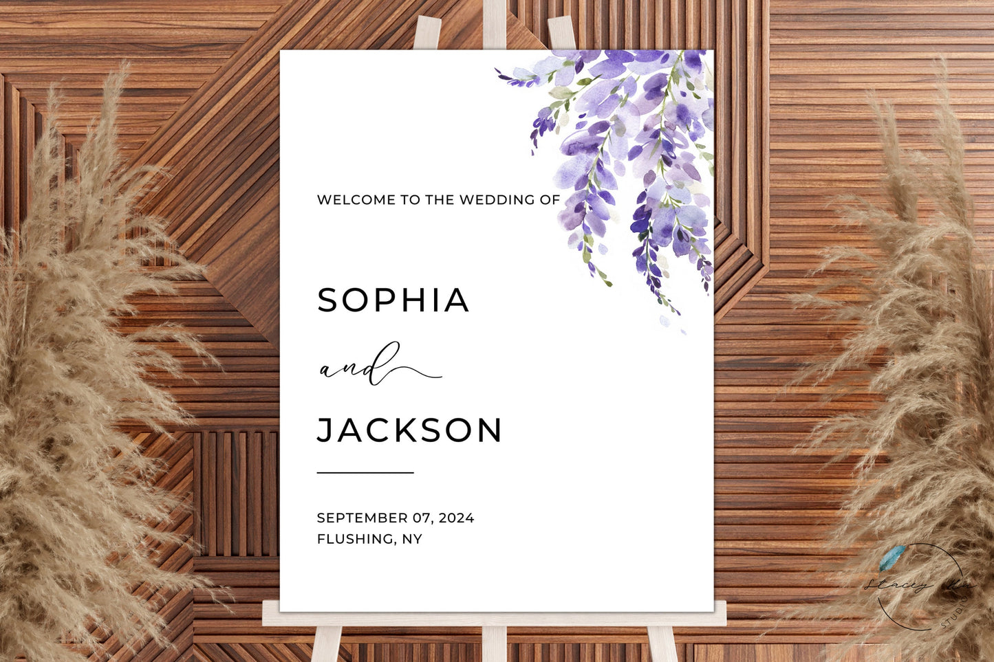 Purple Wisteria Wedding Welcome Sign | Portrait | 18x24 IN