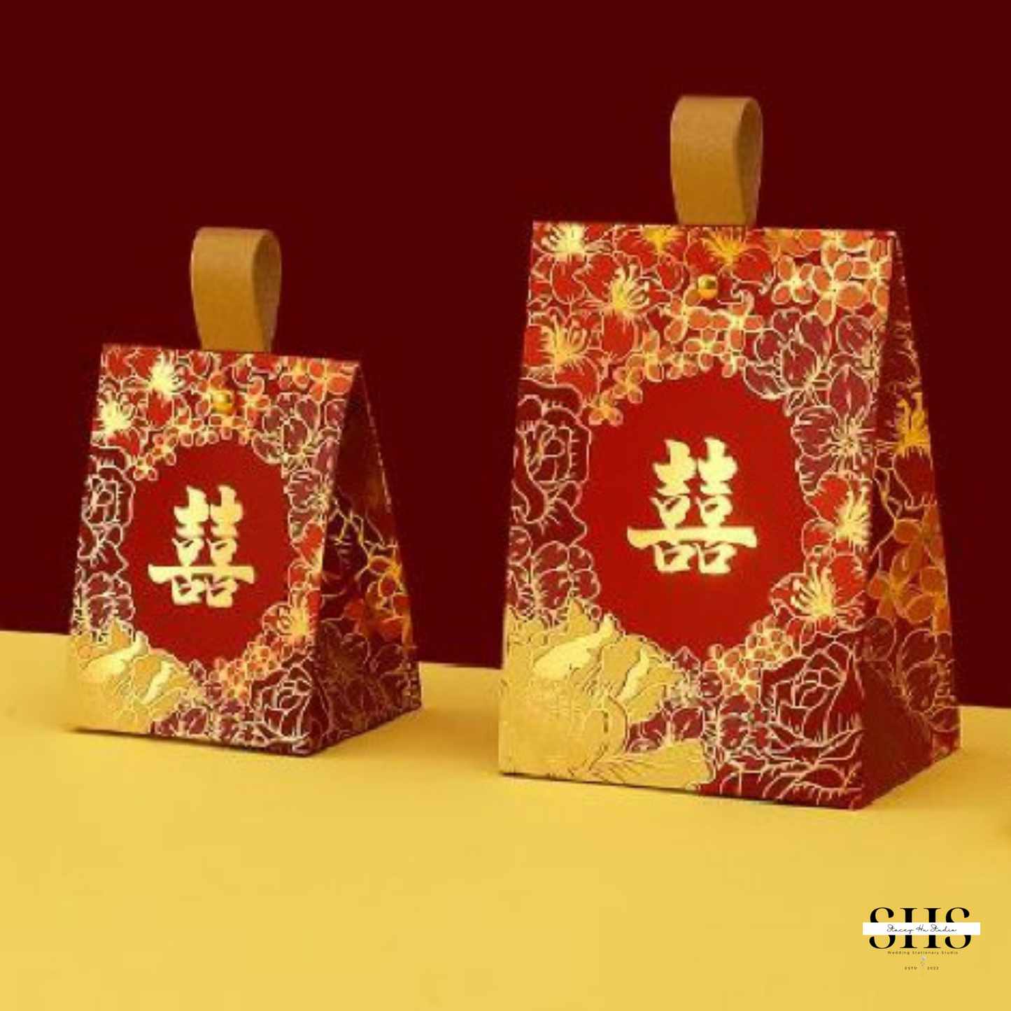 Red and Gold Foil Asian Wedding Portable Party Favors | 2 Sizes