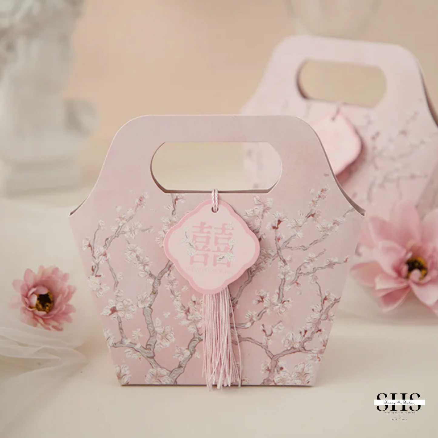 Sakura Asian Wedding Portable Party Favor Bag | 3 Colors