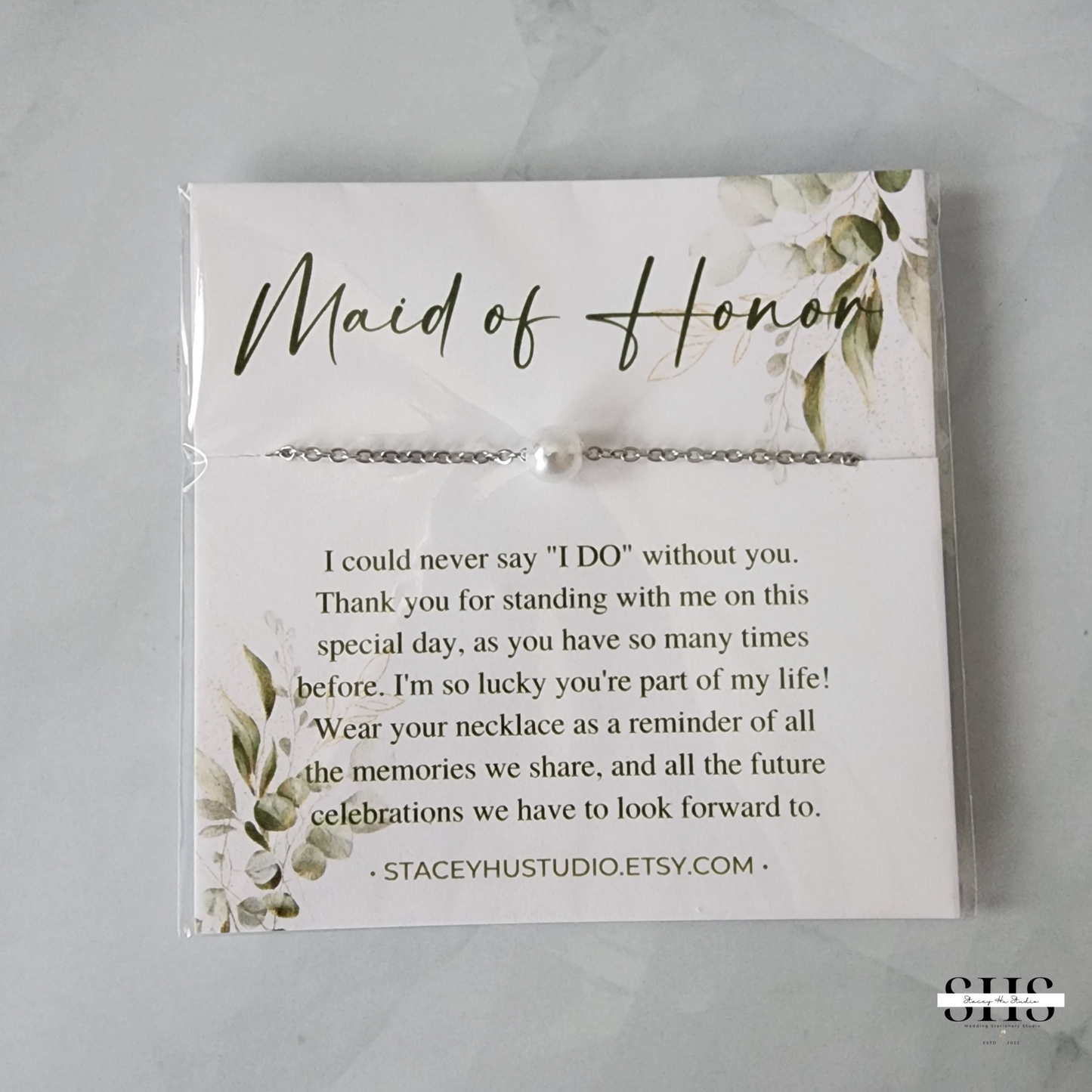 Simple Pearl Necklace | Personalized Bride Proposal Card | 3 Colors | Gift Box Add-on