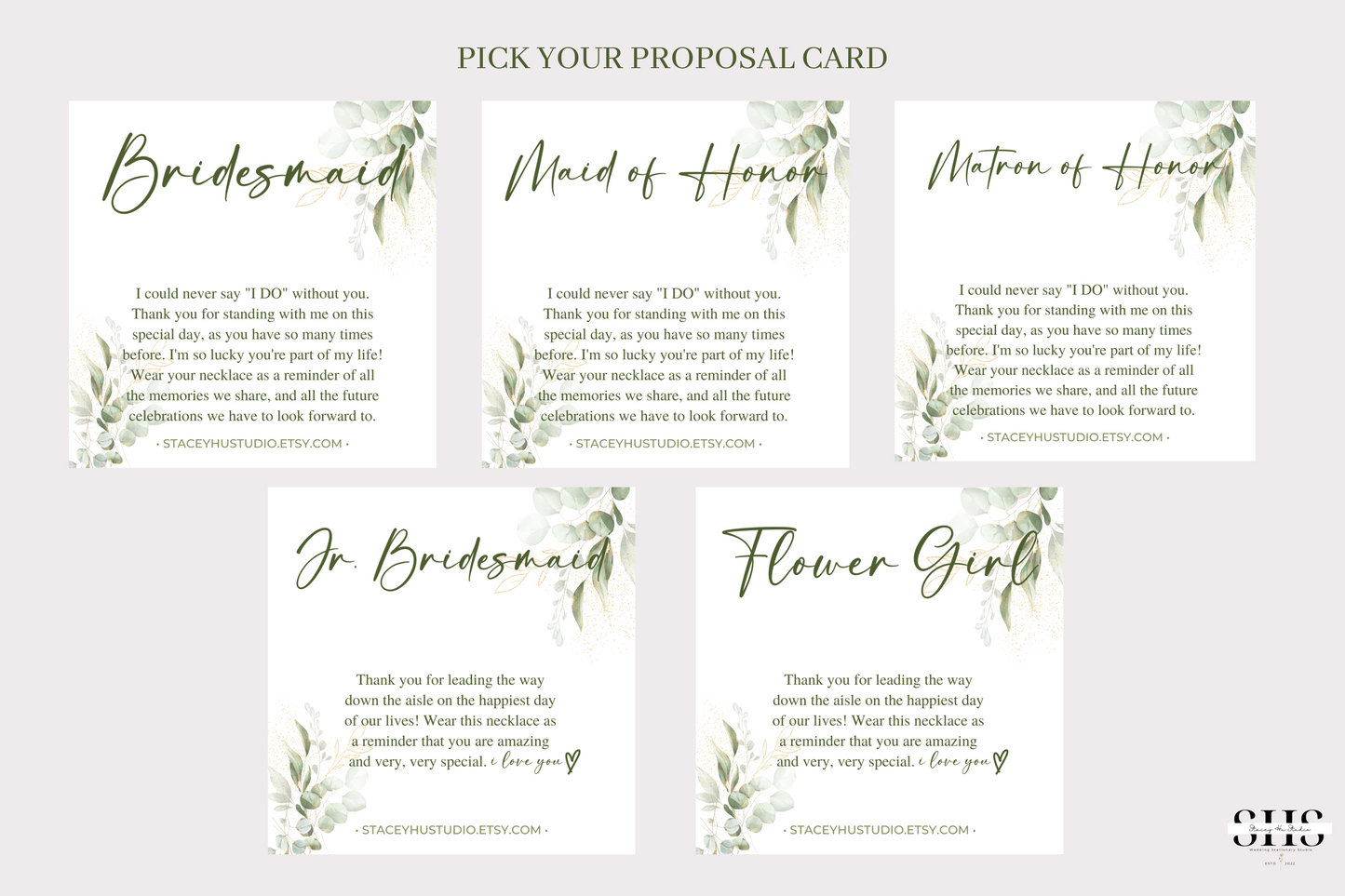 Simple Pearl Necklace | Personalized Bride Proposal Card | 3 Colors | Gift Box Add-on