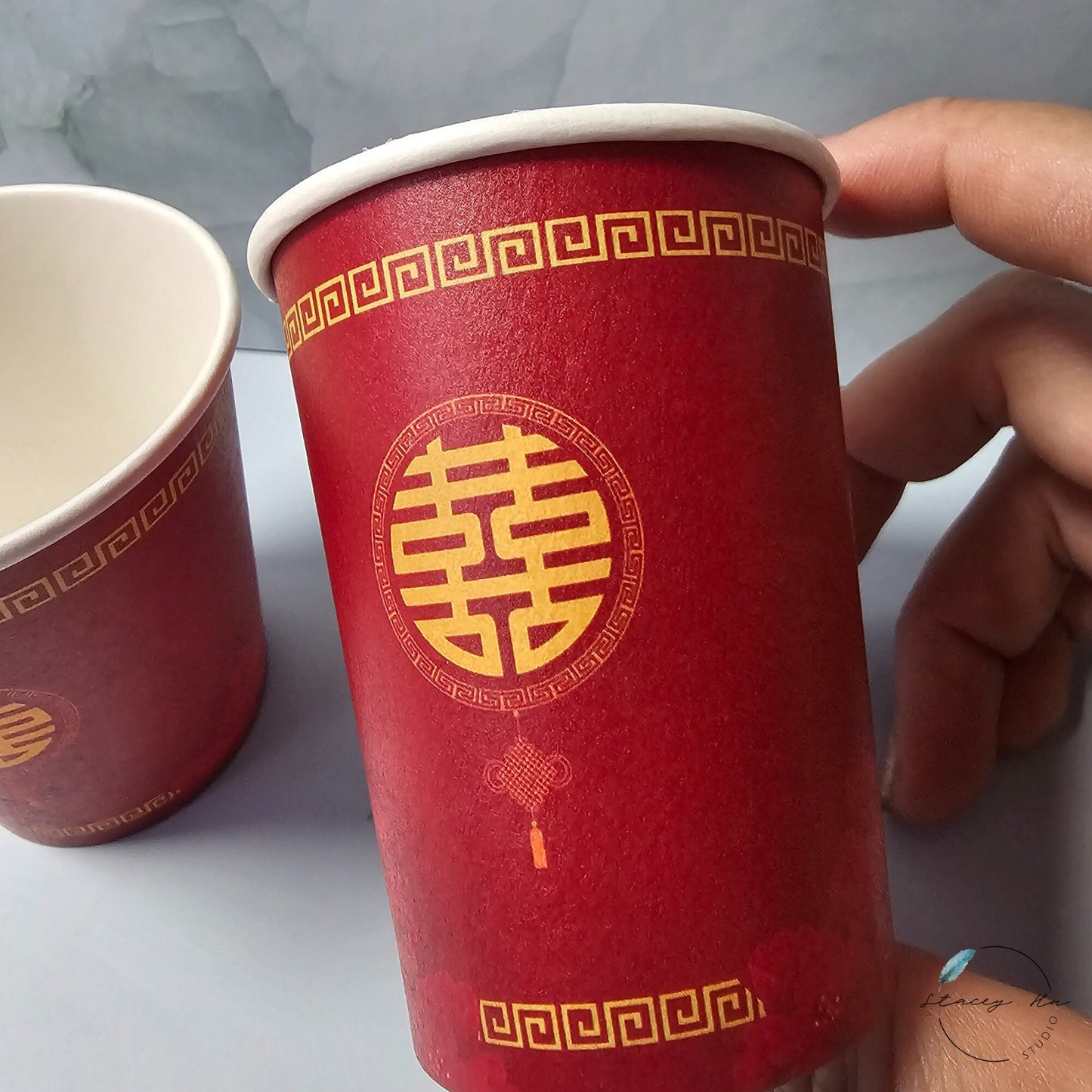 Pack of 20 Double Happiness Chinese Knot Tea Ceremony Cups 6oz