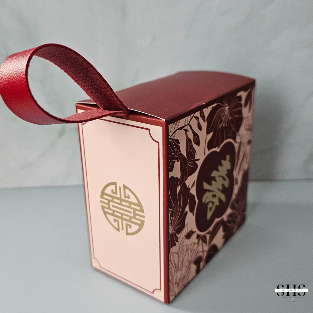Chinese Longevity Birthday Square Party Favor Boxes