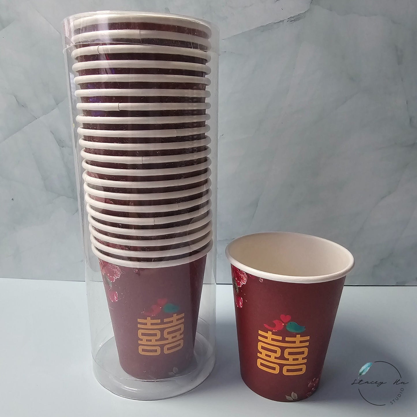 Pack of 20 Double Happiness Love Birds Tea Ceremony Cups 6oz