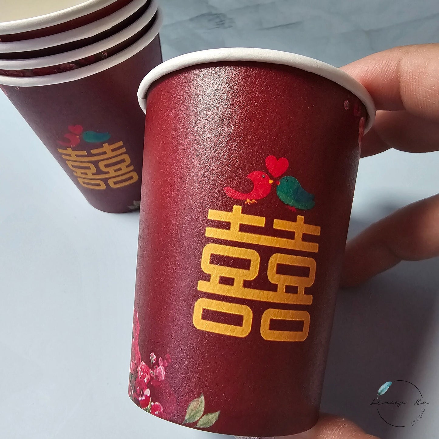 Pack of 20 Double Happiness Love Birds Tea Ceremony Cups 6oz