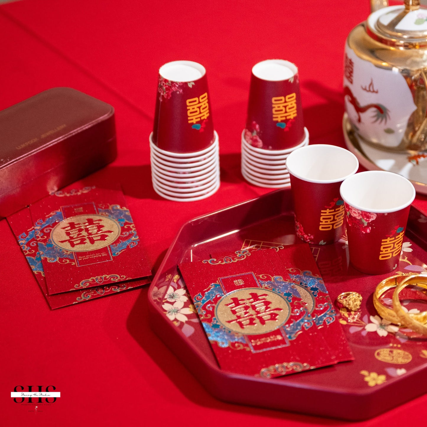 Pack of 20 Double Happiness Love Birds Tea Ceremony Cups 6oz