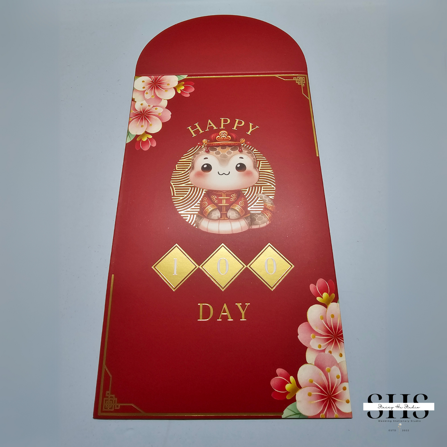 100 Day Red Envelopes | Set of 10 | Snake | Red & Gold Foil