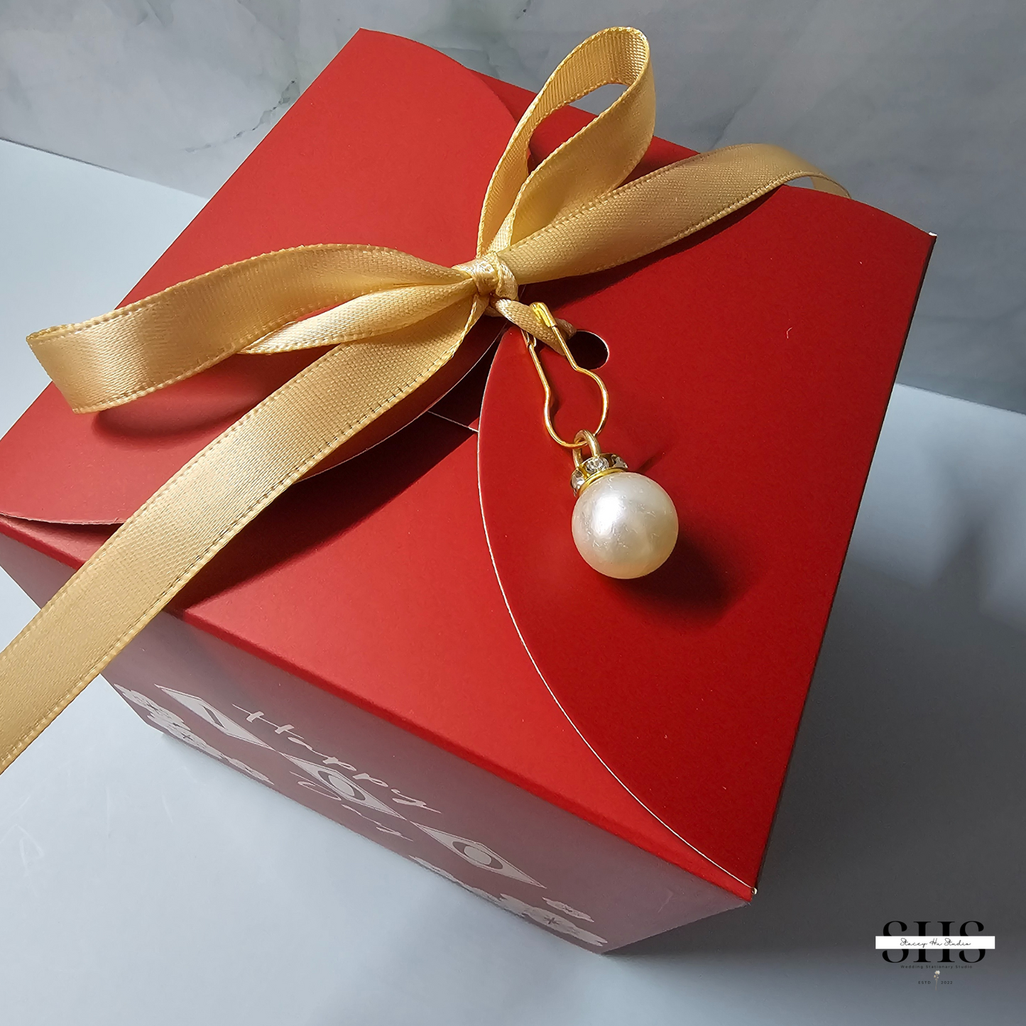 100 Day Celebration | Red Egg and Ginger | Square | Large Party Favor Boxes