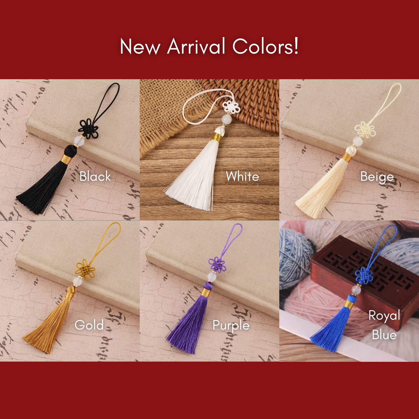 Set of 5 Chinese Jade Knot Silk Tassels | 14 Colors
