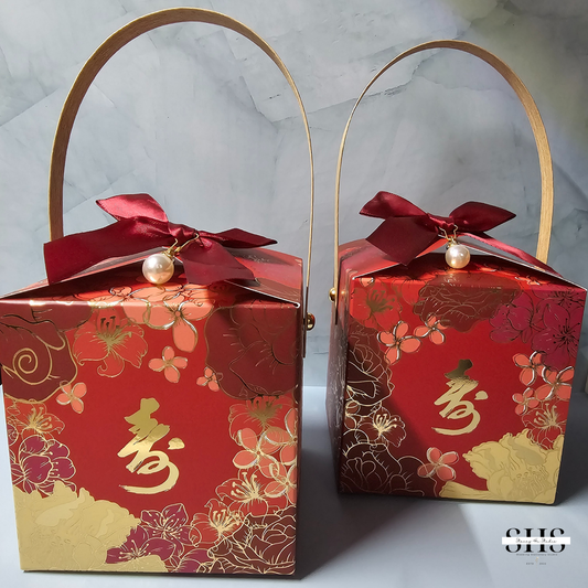 Chinese Longevity Birthday Square Party Favor Boxes