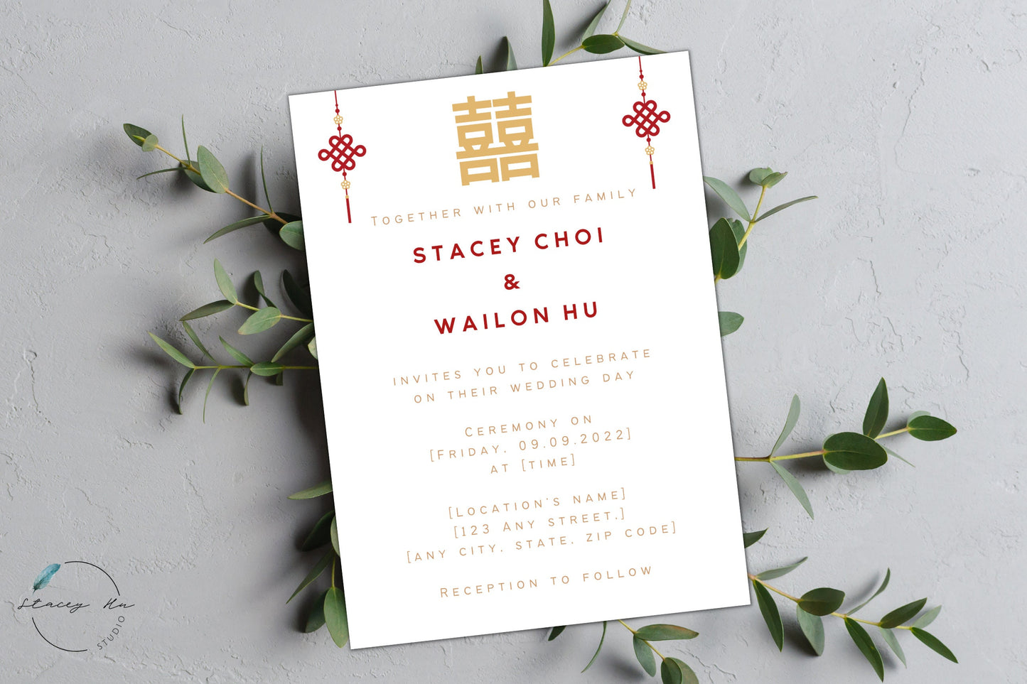 Minimal Asian Wedding Invitation Set | Traditional Chinese & English | 5x7 IN