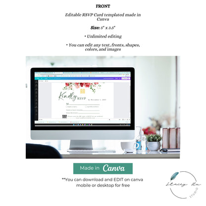 Red and Blush Greenery RSVP Card | Mail-in or Online | 3.5x5 IN