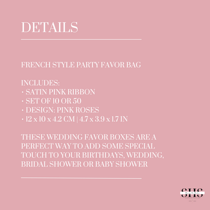 Simple Rosy Pink French Style Party Favor Boxes | Small