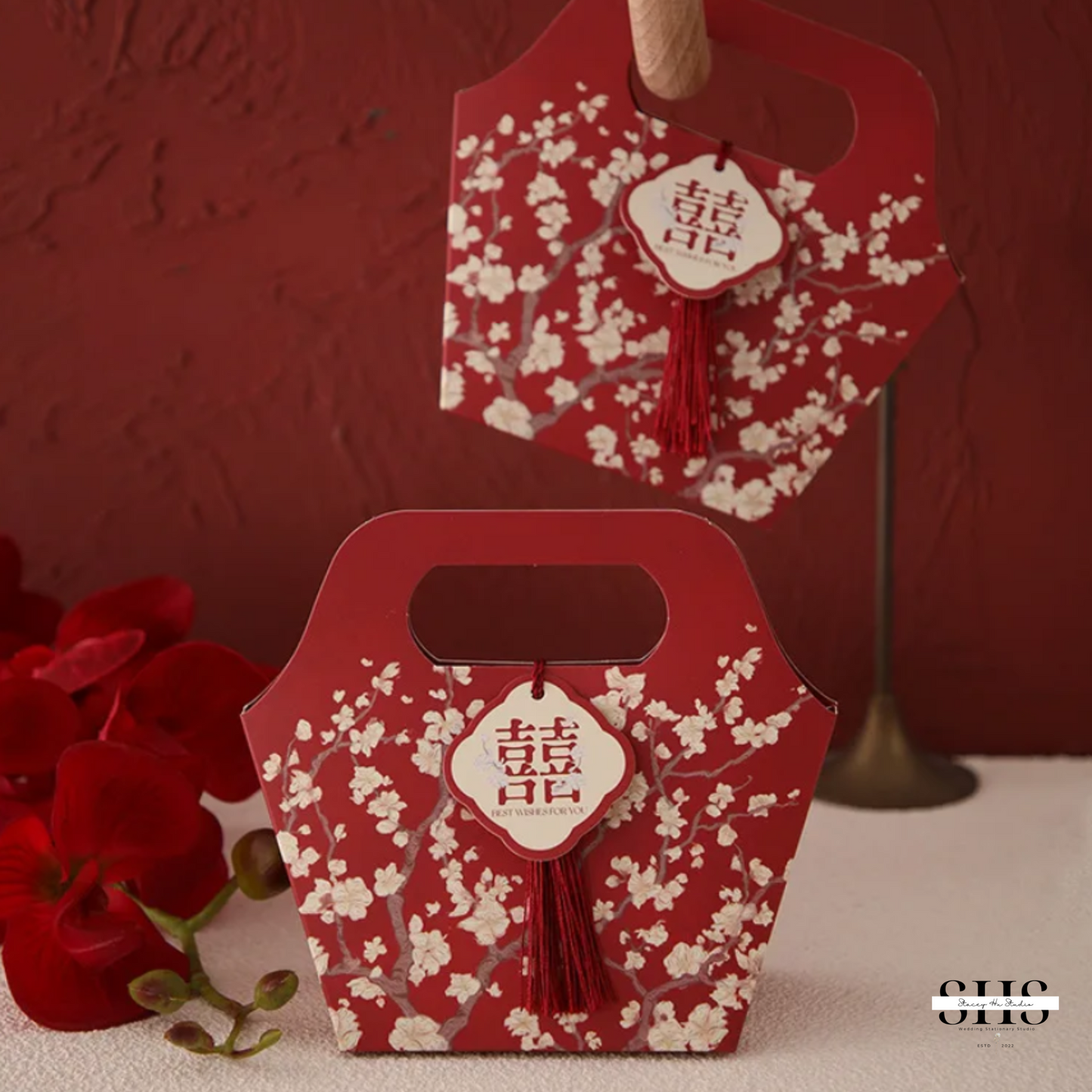 Sakura Asian Wedding Portable Party Favor Bag | 3 Colors