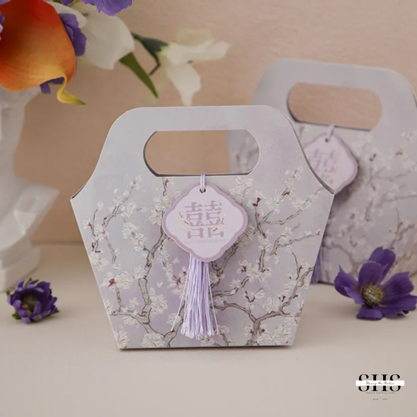 Sakura Asian Wedding Portable Party Favor Bag | 3 Colors