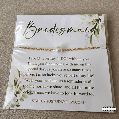 Simple Pearl Necklace | Personalized Bride Proposal Card | 3 Colors | Gift Box Add-on