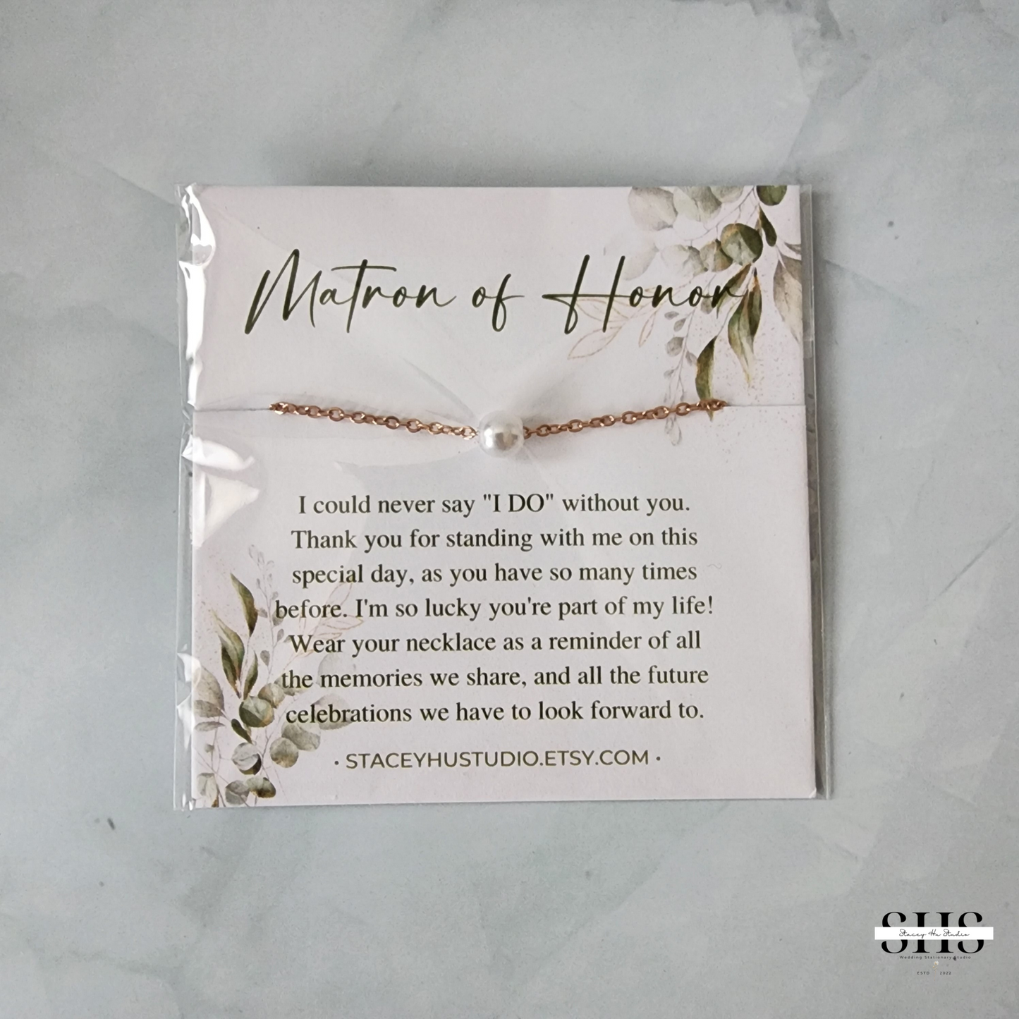 Simple Pearl Necklace | Personalized Bride Proposal Card | 3 Colors | Gift Box Add-on