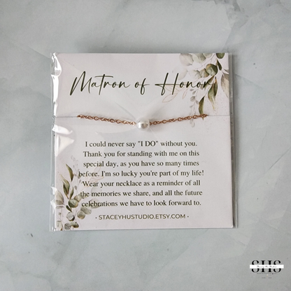 Simple Pearl Necklace | Personalized Bride Proposal Card | 3 Colors | Gift Box Add-on