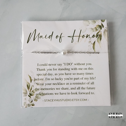 Simple Pearl Necklace | Personalized Bride Proposal Card | 3 Colors | Gift Box Add-on