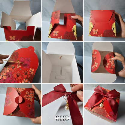 Chinese Longevity Birthday Square Party Favor Boxes