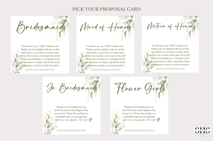 Simple Pearl Necklace | Personalized Bride Proposal Card | 3 Colors | Gift Box Add-on