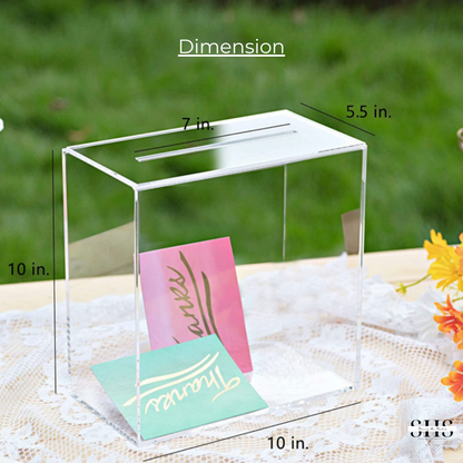 Elegant Acrylic Card Box with Slot | Clear | Add-On Vinyl Decal Text