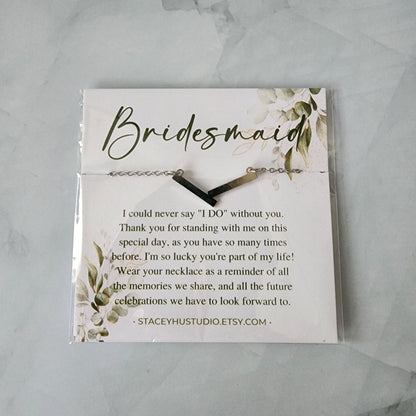 Simple V-Shape Pendant Necklace | Personalized Bride Proposal Card | Gift Box Add-on